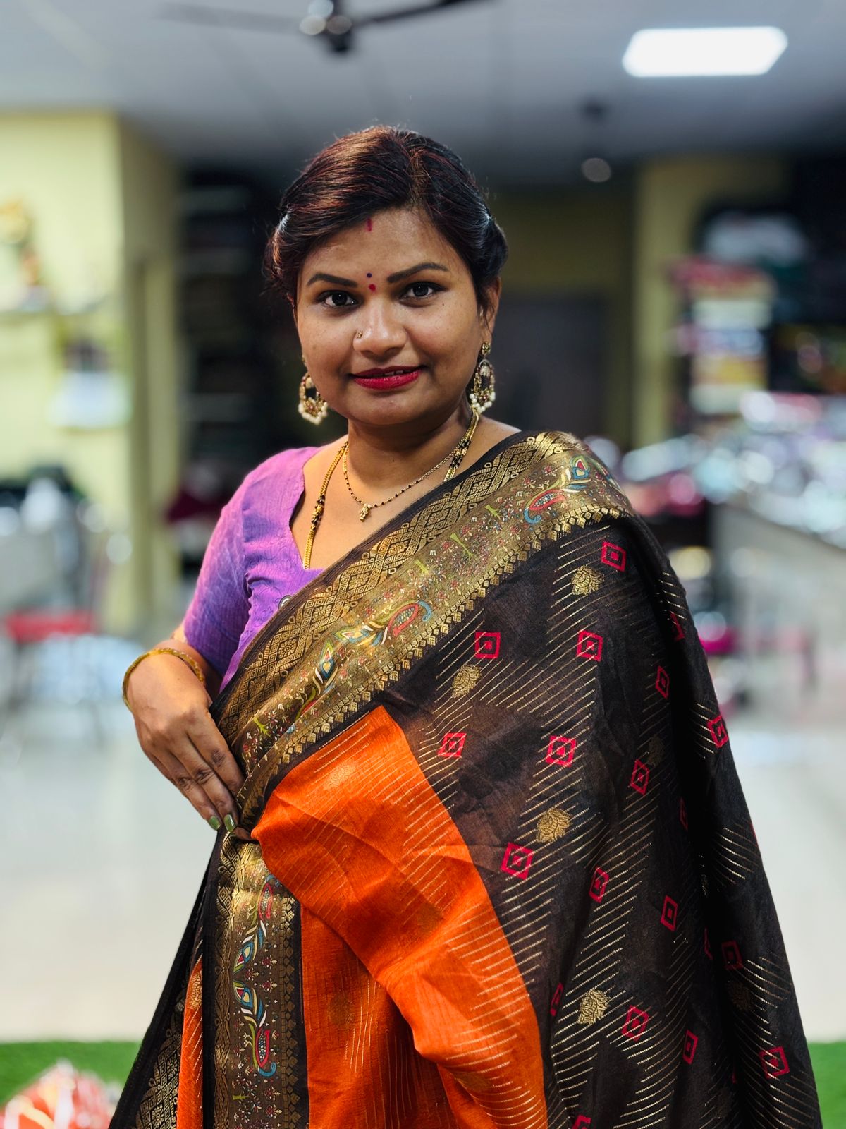 Rust Orange Kanchi silk