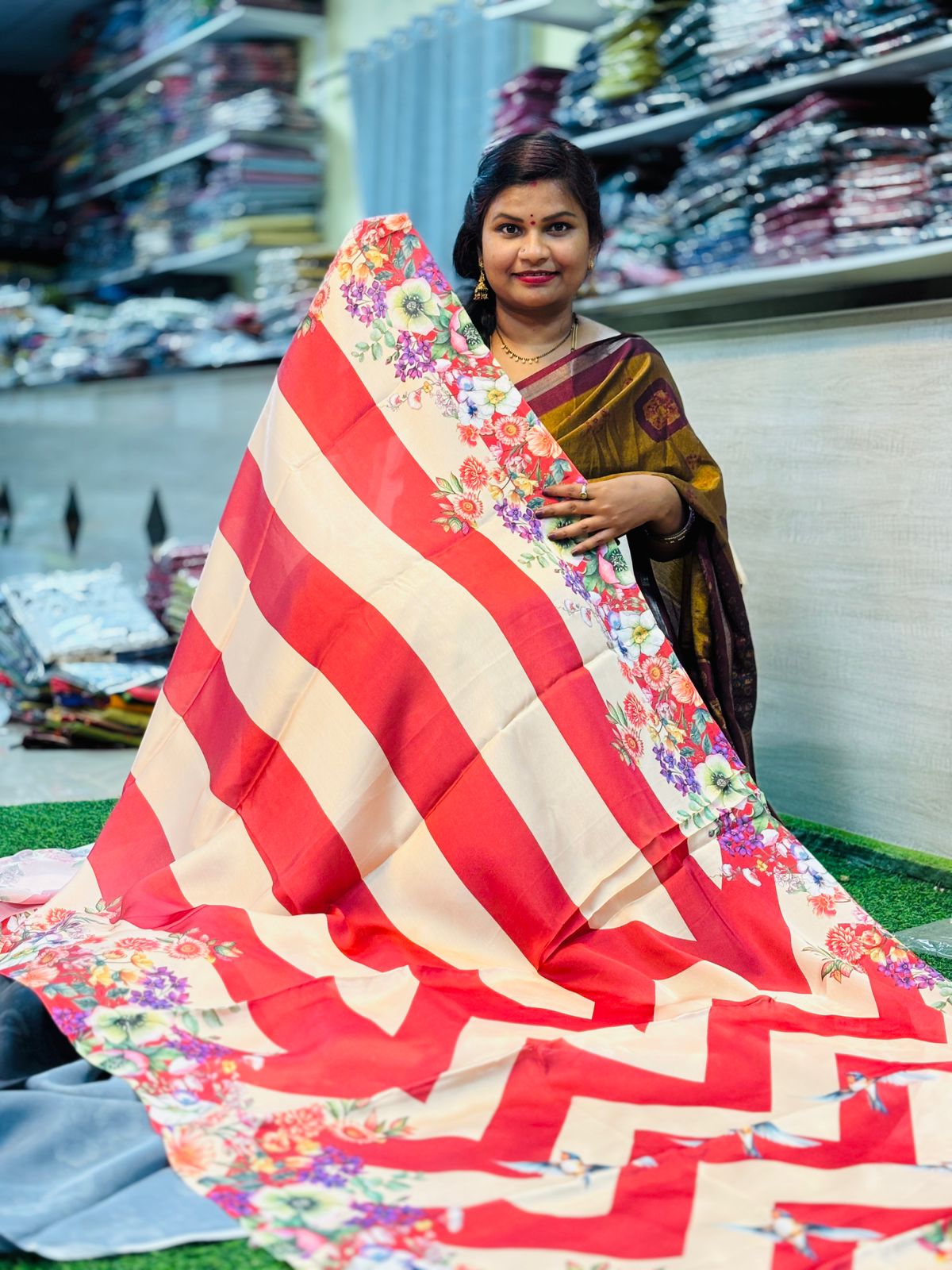 Satin Silk Sarees ( unstitched )