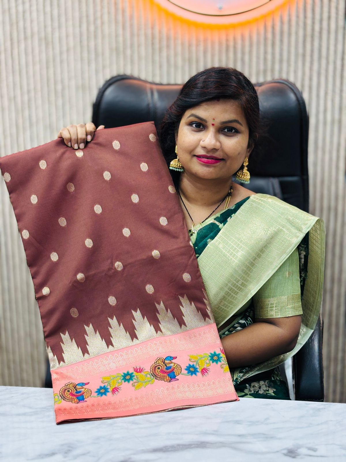 Semi Gadwal with Thanjore Stickering
