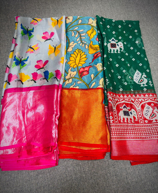 పెట్టుబడి చీరలు
1+1+1 Buy 2 get 1 free