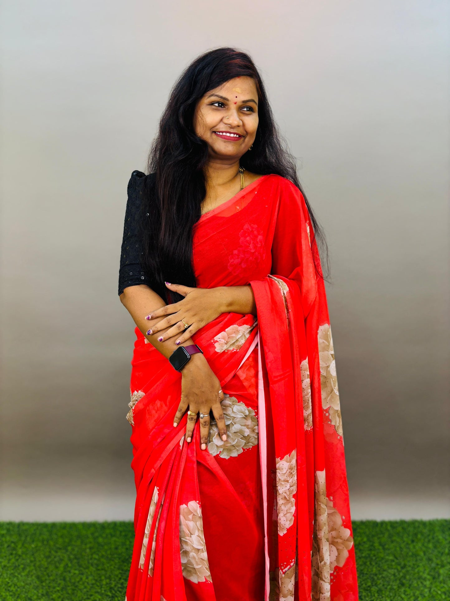Heart Flower georgette sequence saree