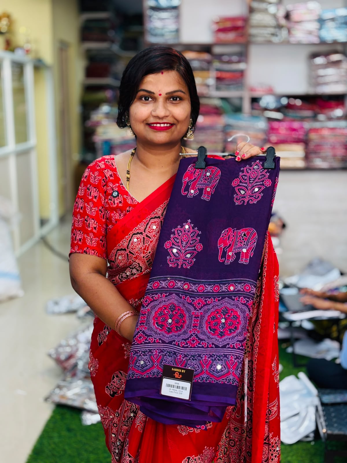 Azrak Elephants Sarees
