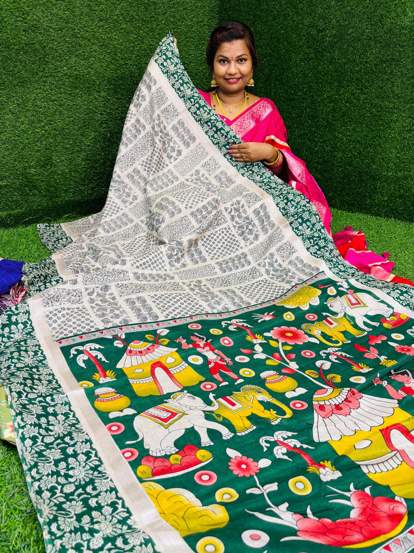 Madhubani kalamkari silk