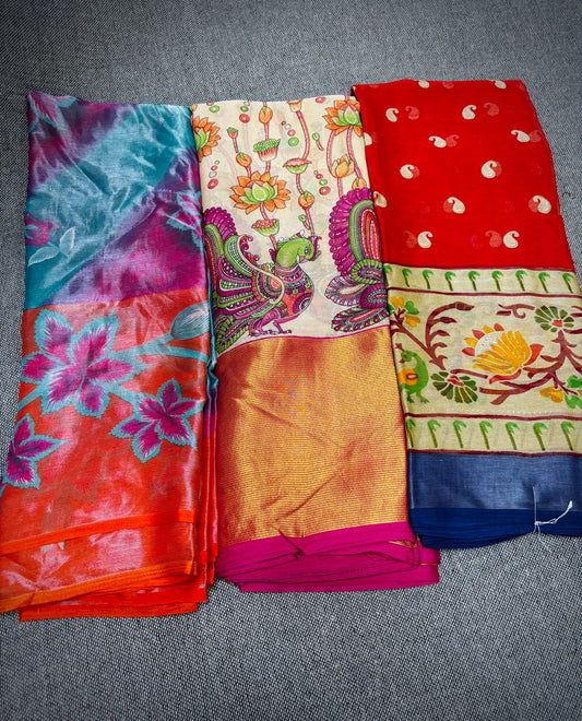 పెట్టుబడి చీరలు
1+1+1 Buy 2 get 1 free