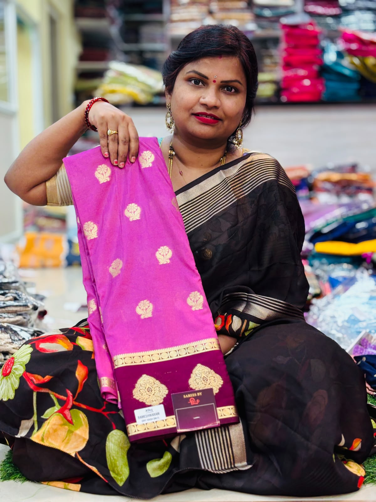 Semi Mysore crepe saree