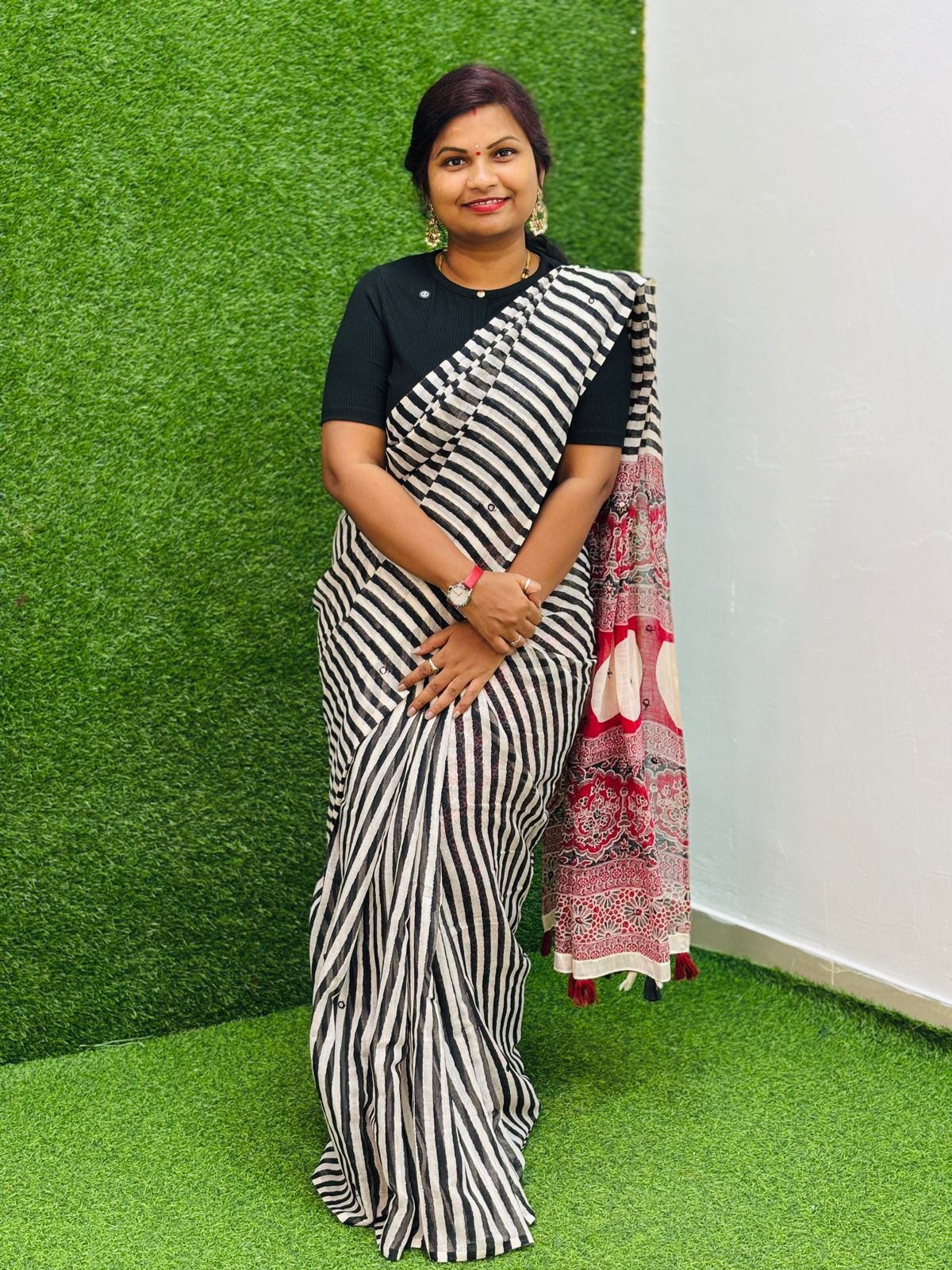 Azrak Lenin Cotton Saree