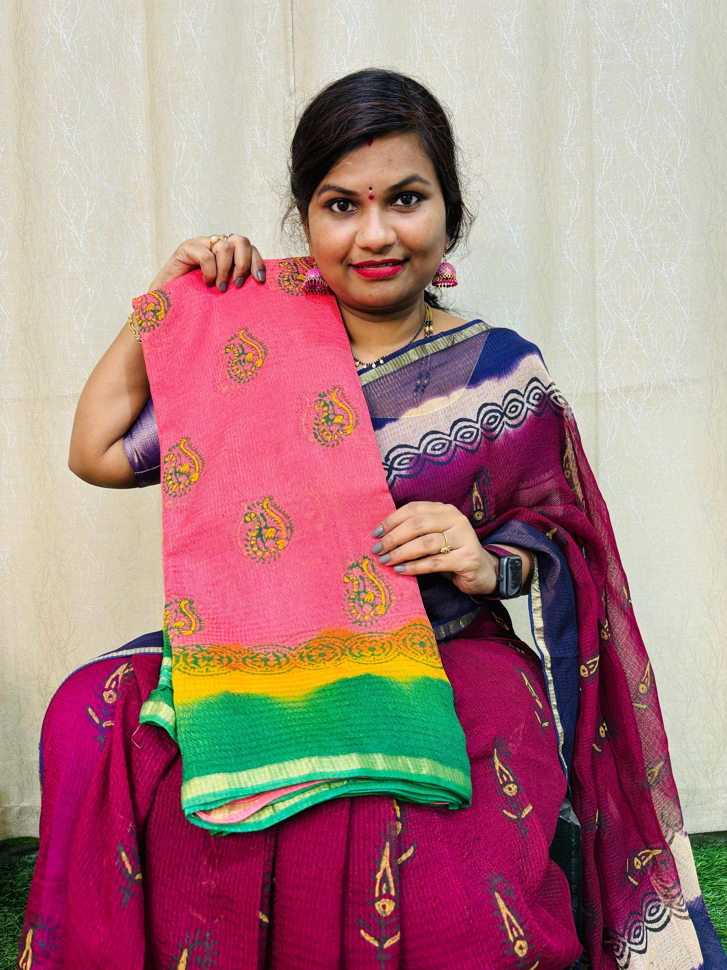 3D జార్జెట్ బ్లాక్ ప్రింట్లు