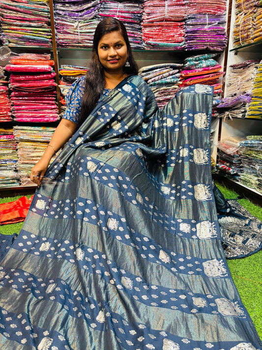 Viscouse Georgette Sarees with Kamadhenu weavings