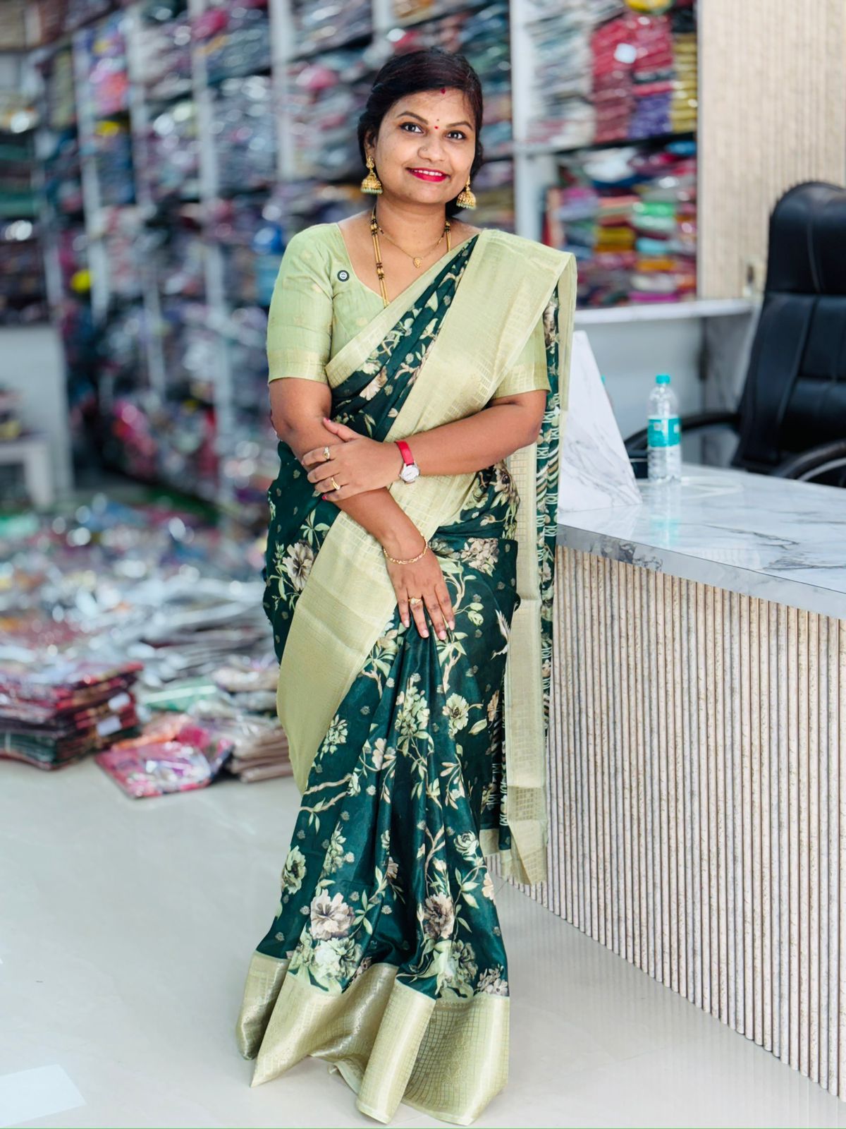 Crepe Digital Warm Border Saree