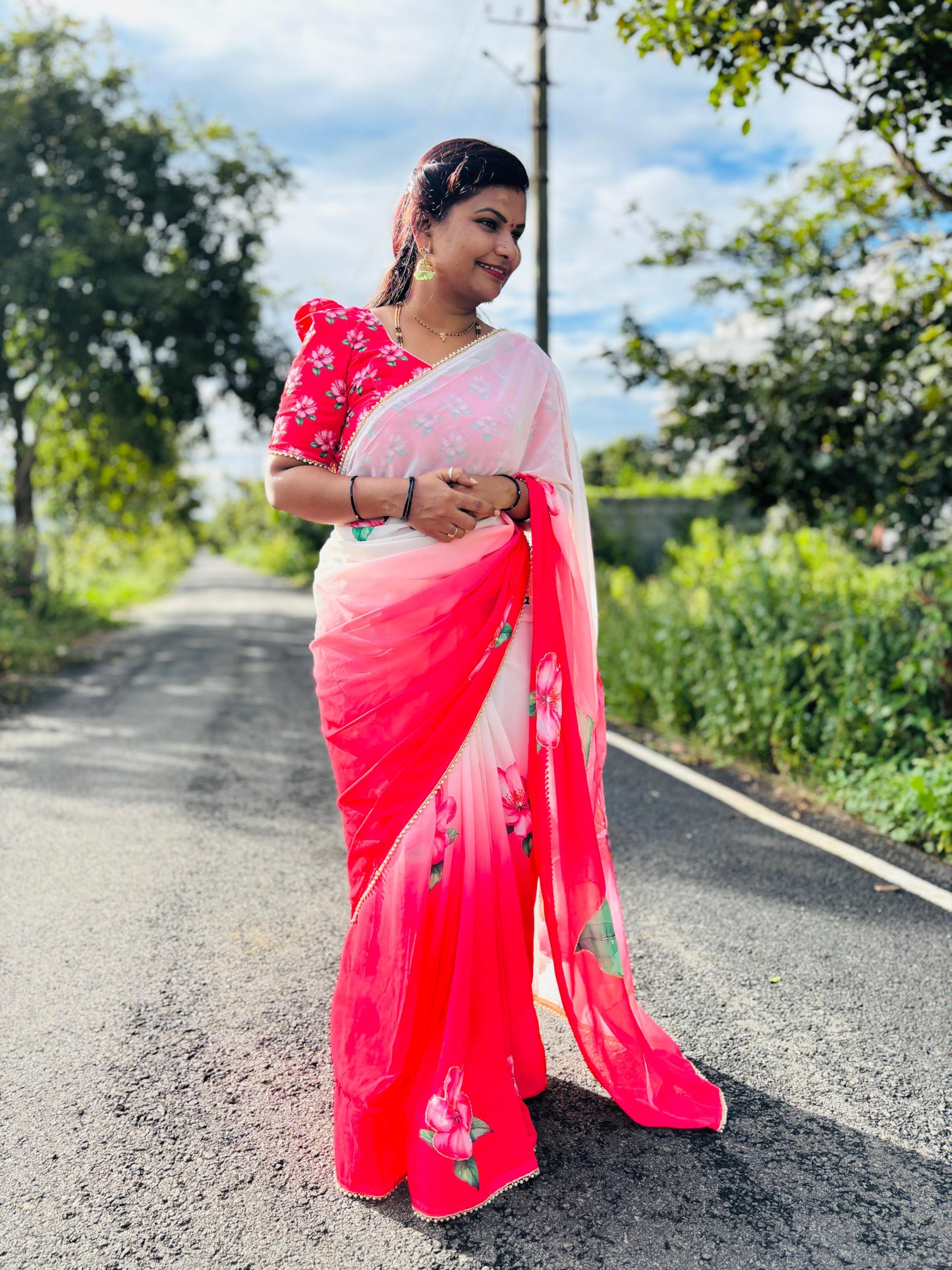 2D georgette with handwork