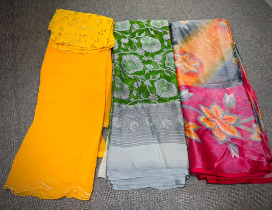 పెట్టుబడి చీరలు
1+1+1 Buy 2 get 1 free