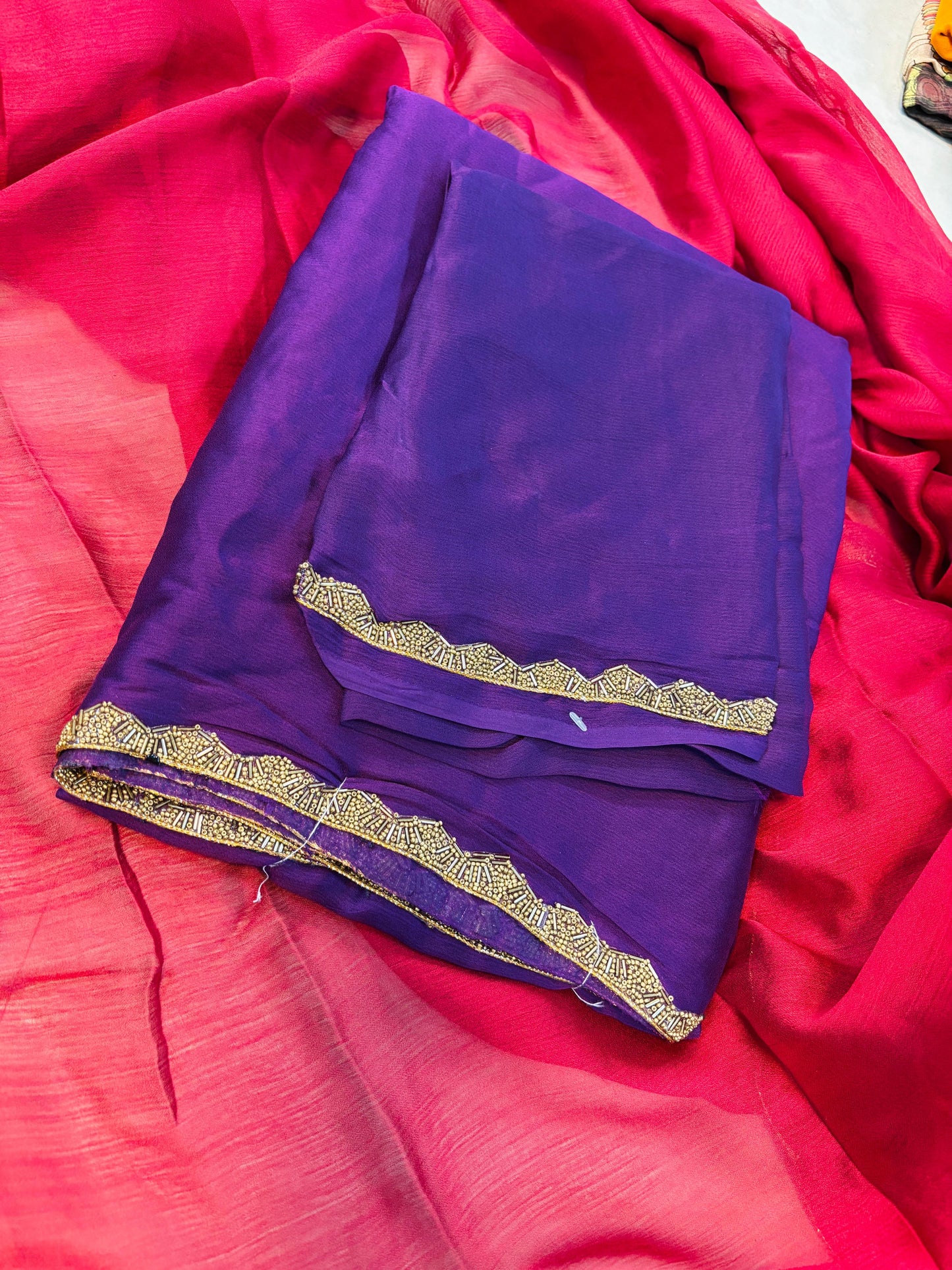 Purple Georgette Lace Borders