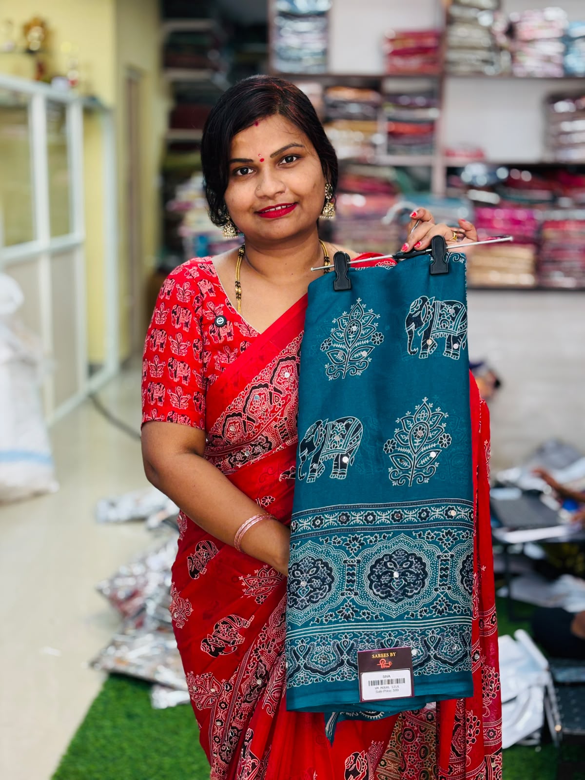 Azrak Elephants Sarees