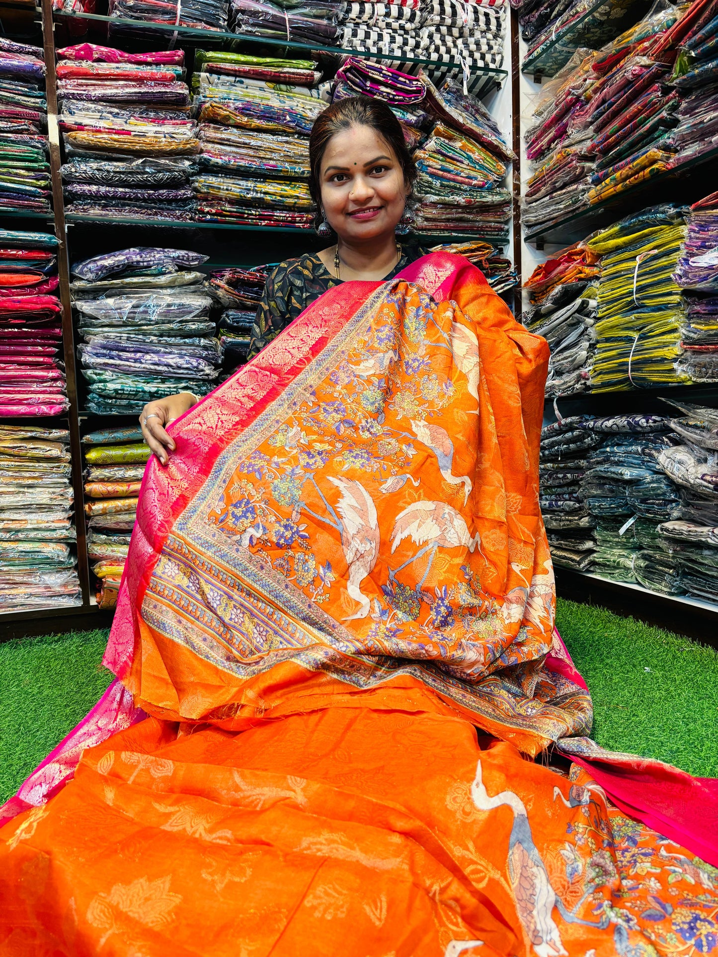 Crepe silk with Allover jacquard weavings