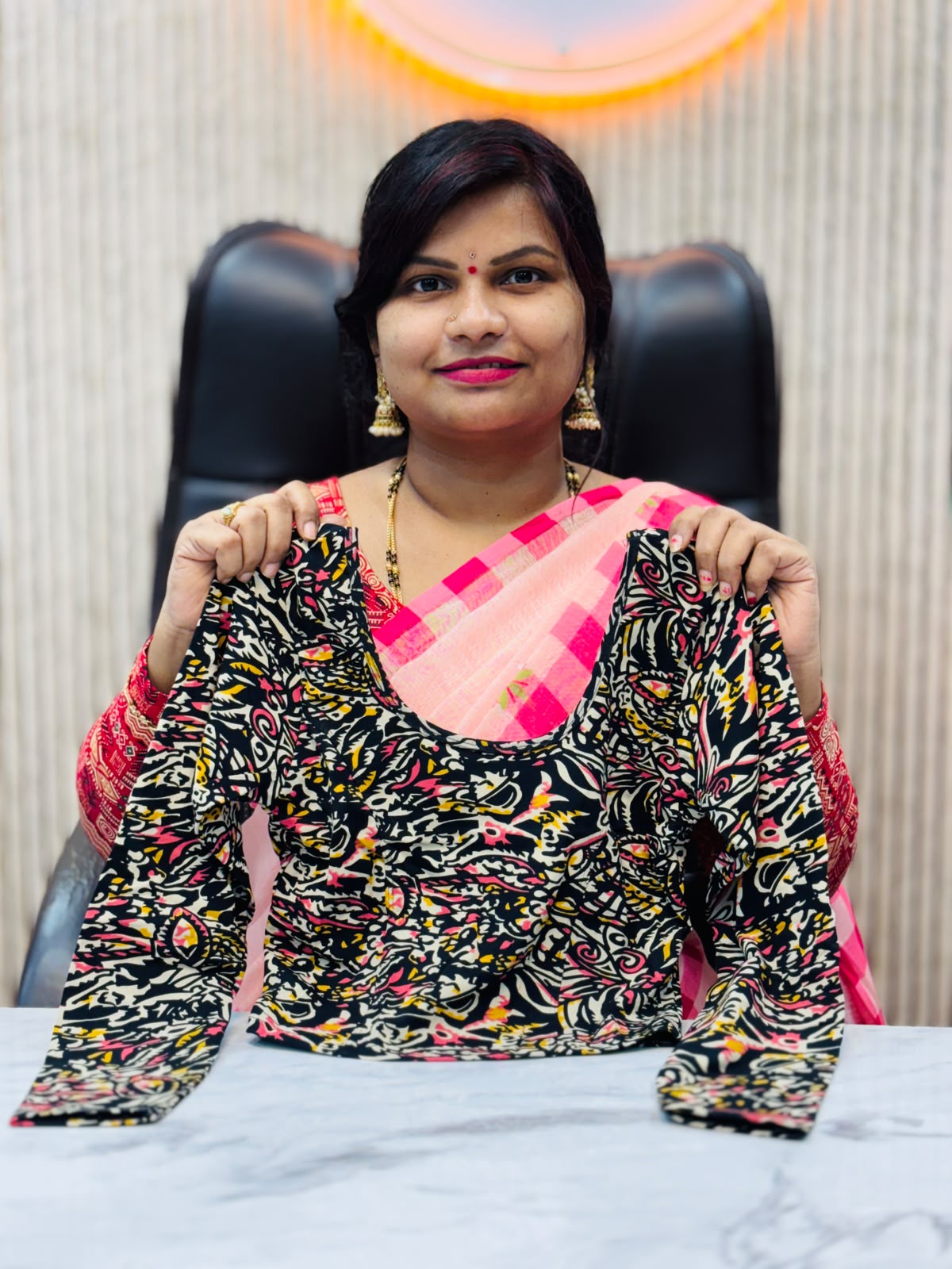 Kalamkari Readymade Blouse – XL Size (Elastic)