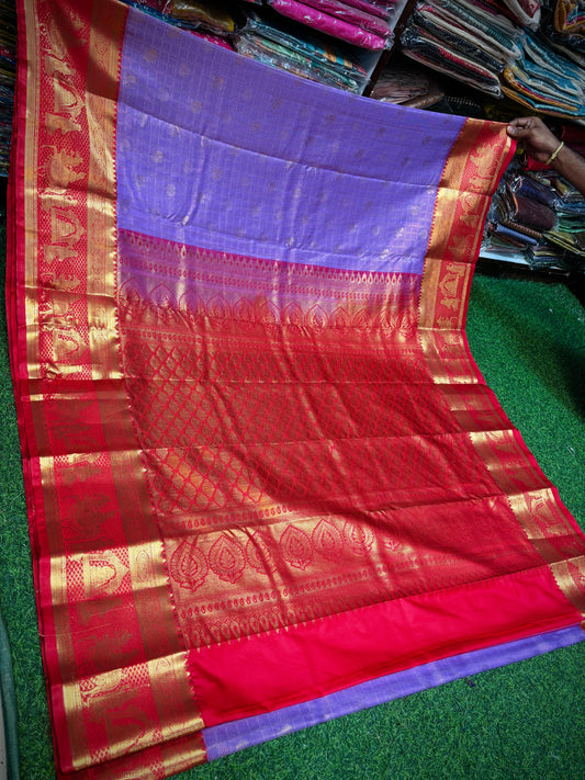 Lavender with red Kanchi sarees 19