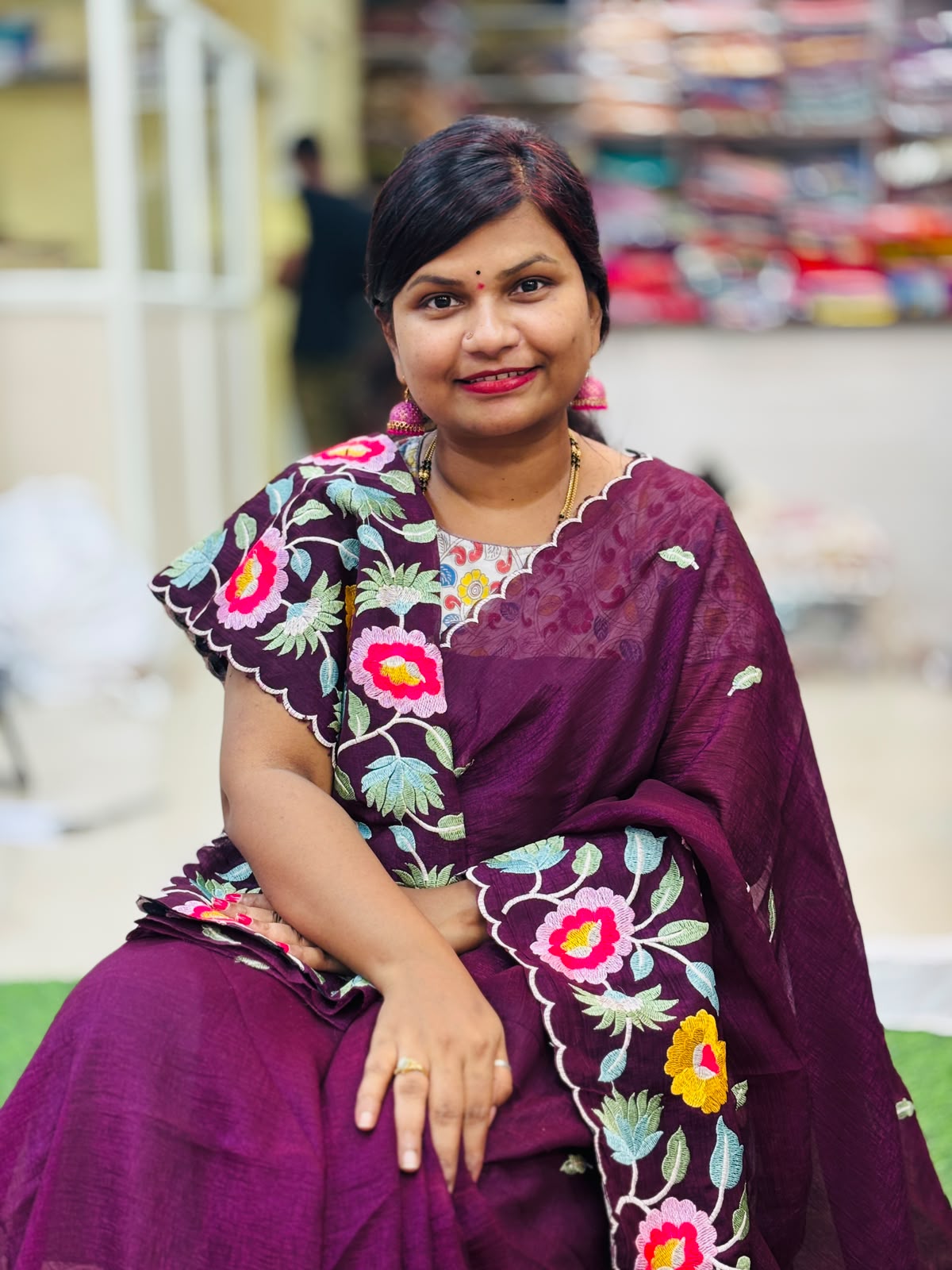 Space Cutwork Embroidery Saree