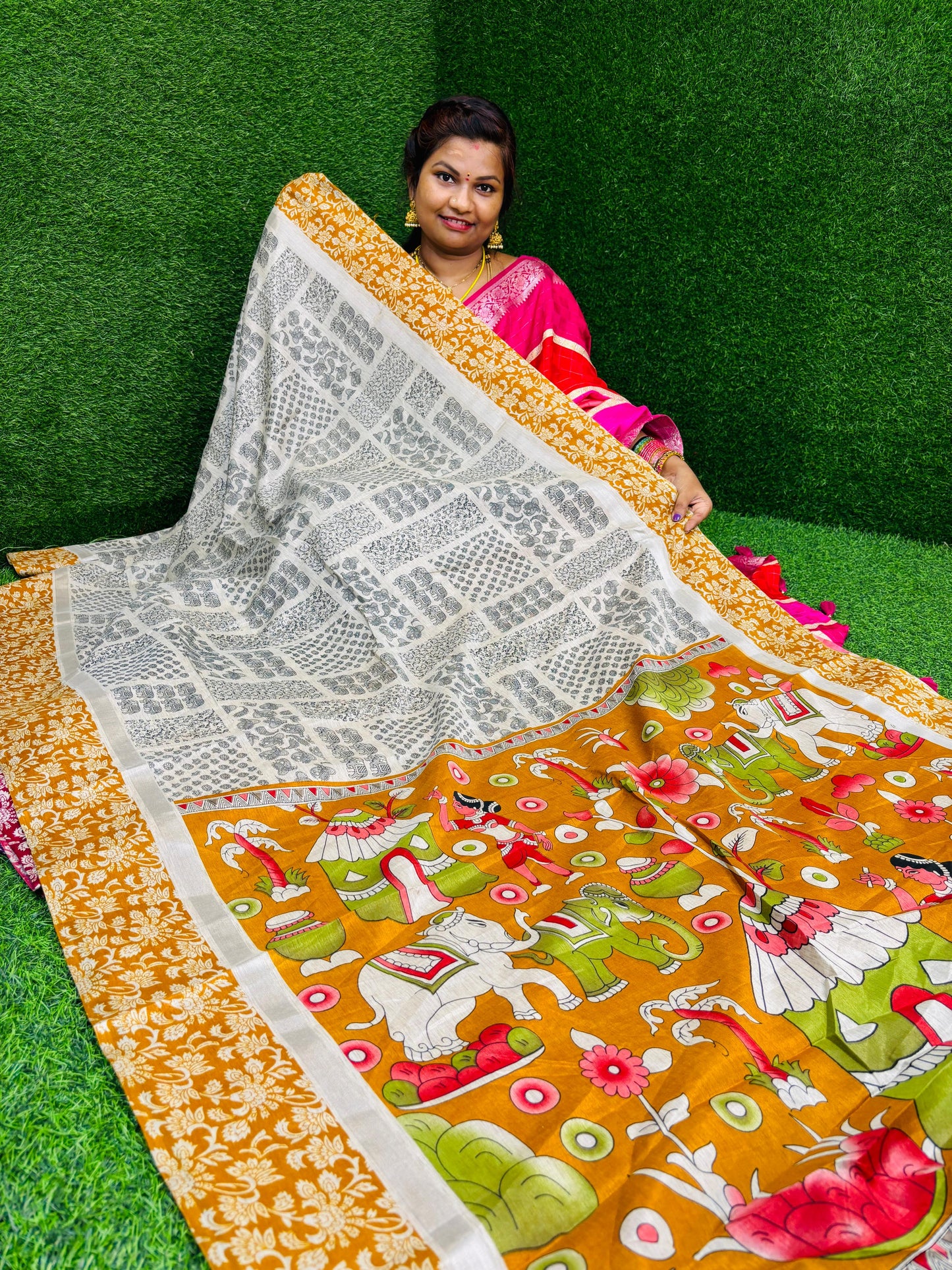 Madhubani kalamkari silk