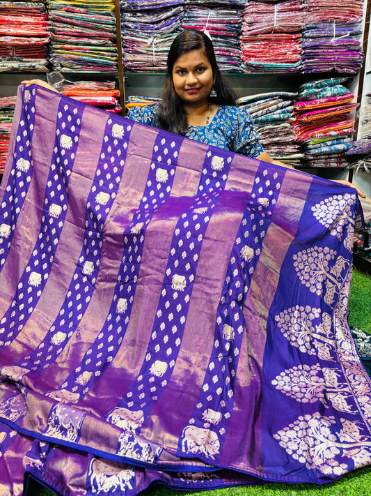 Viscouse Georgette Sarees with Kamadhenu weavings