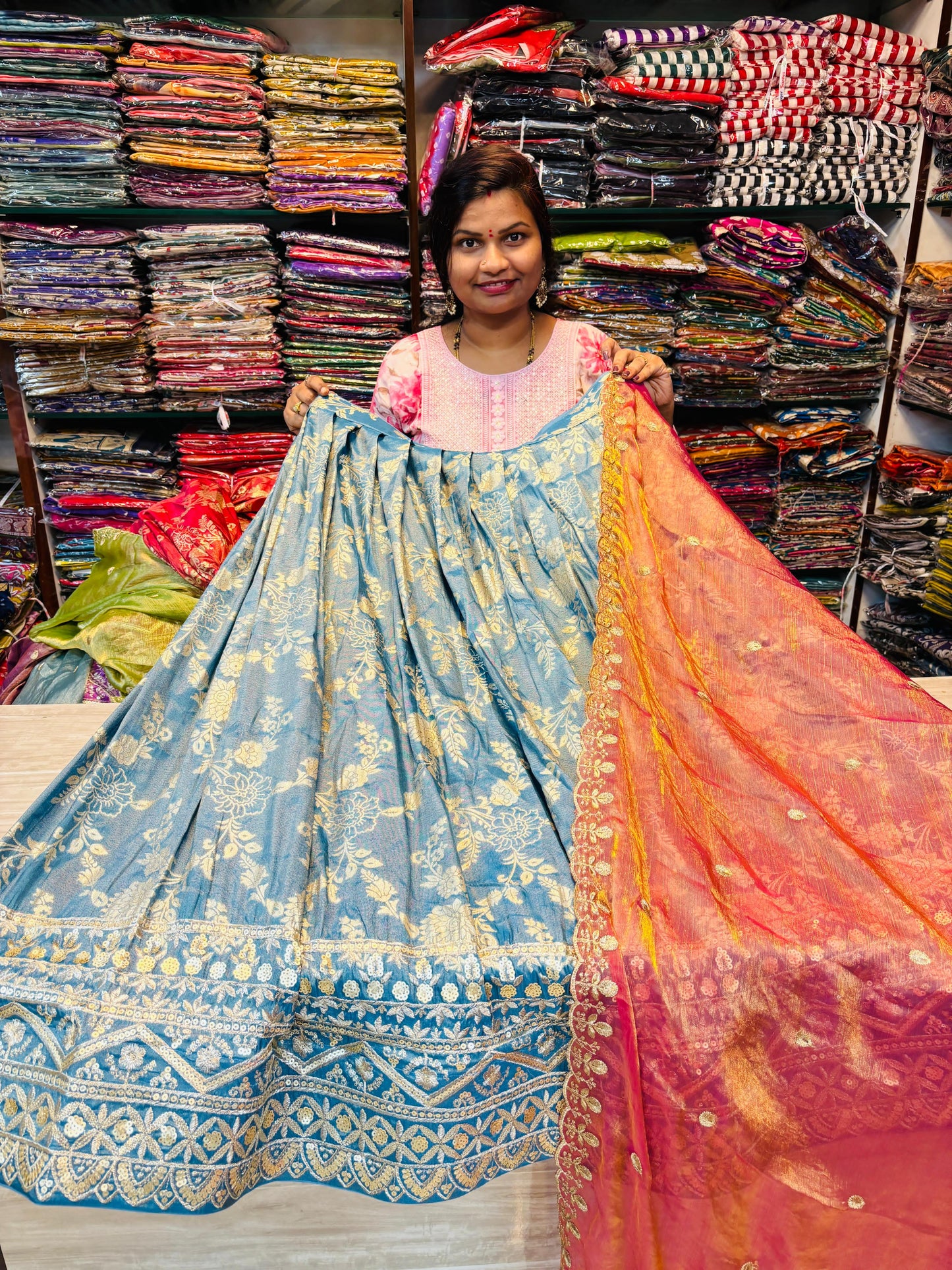 Banarasi lehangas with cutwork Duppata