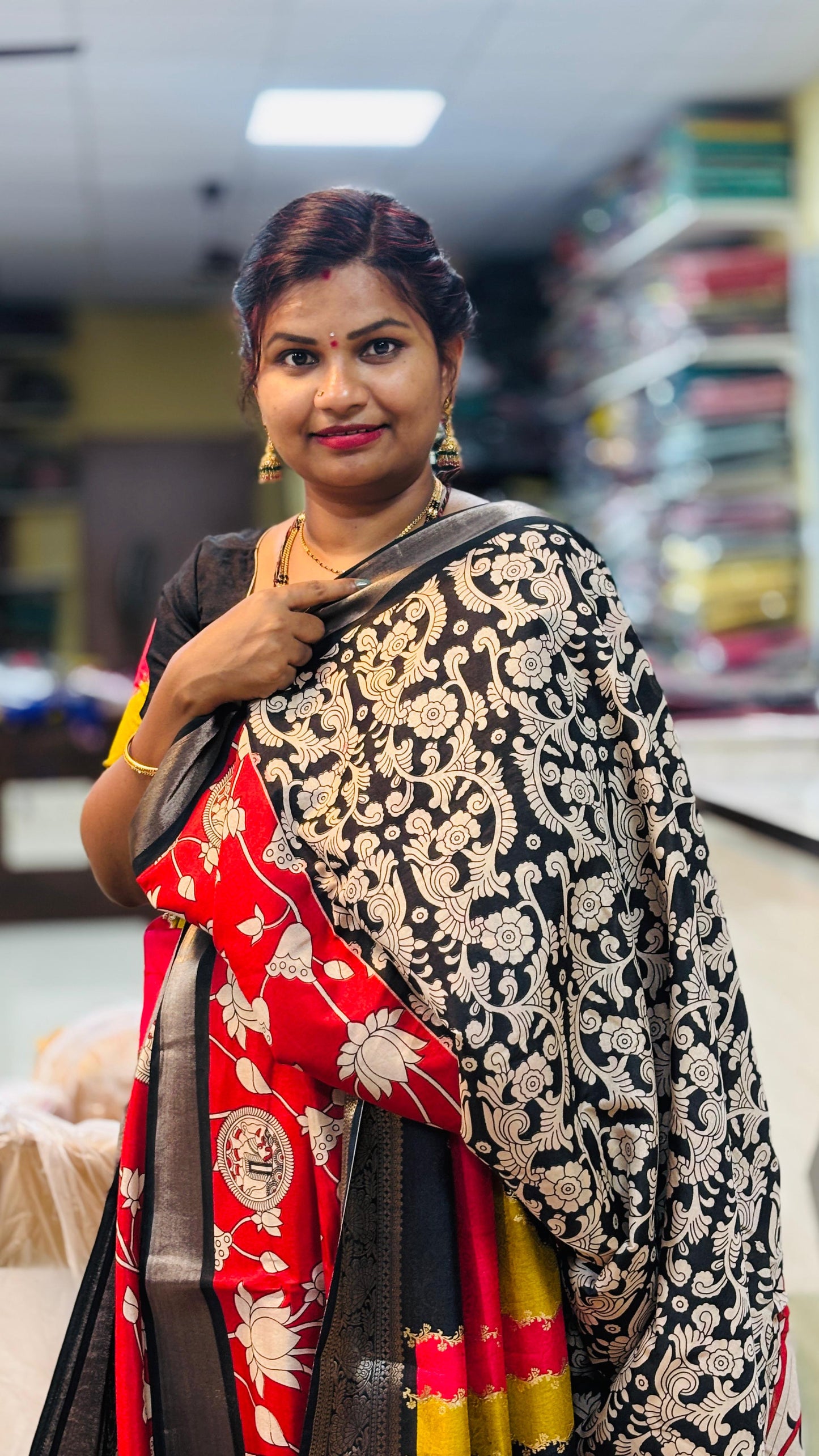 Chennur silk with tulip Kalamkari prints