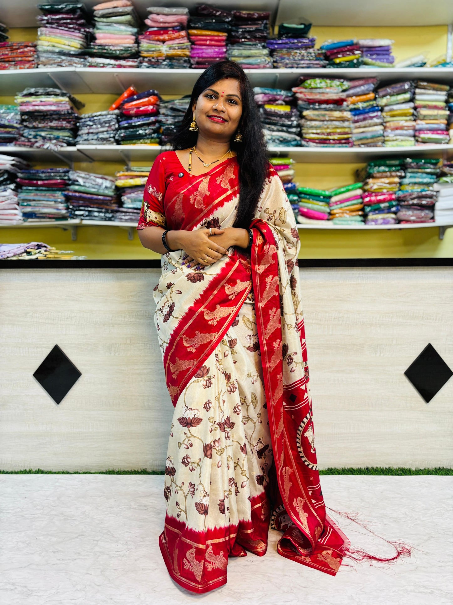 Pastel Pichwai peacock Borders 
Price-780/-