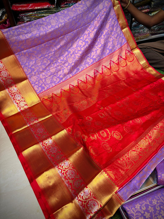 Lavender with red Kanchi sarees 10