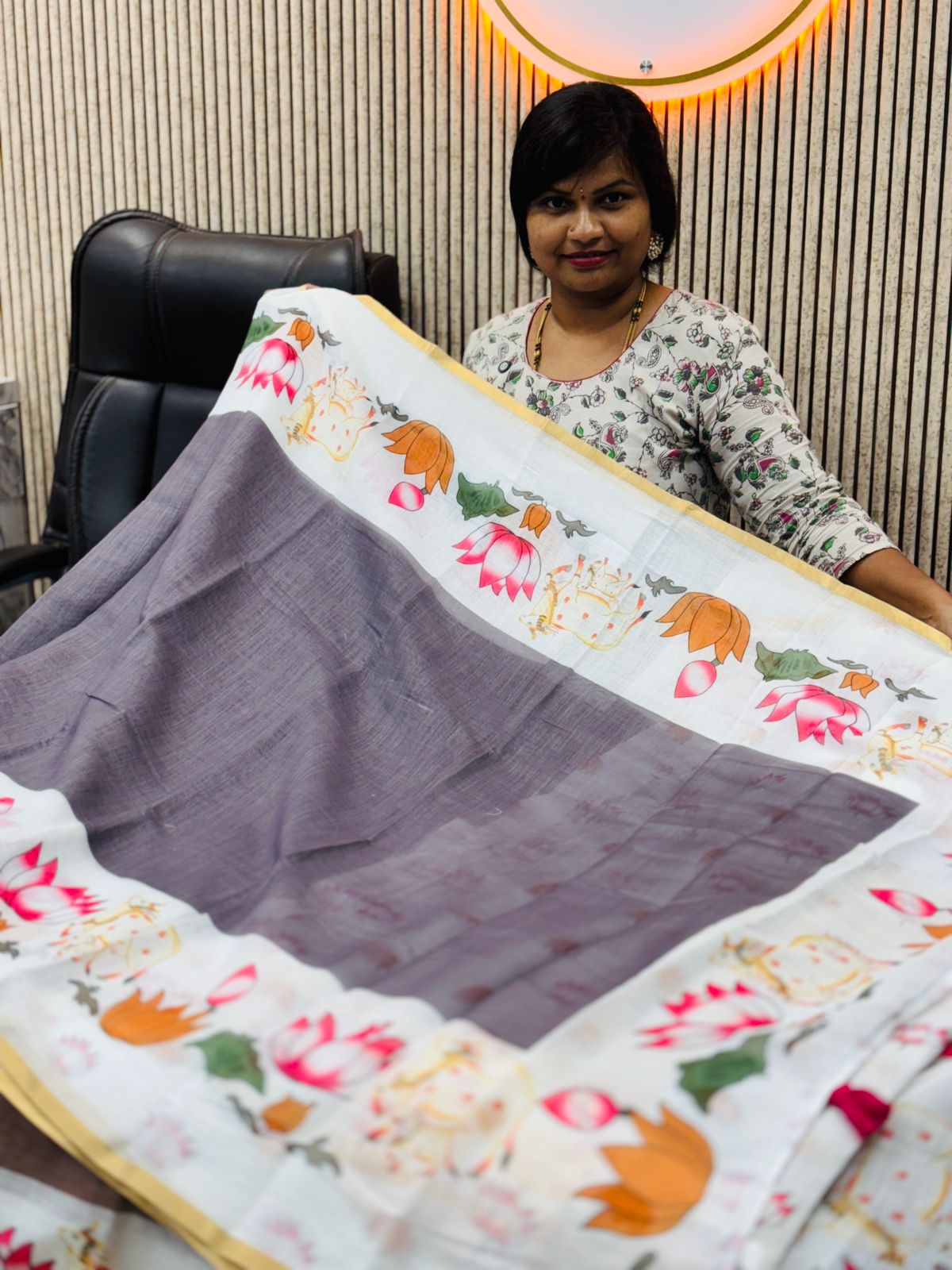 Pichwai Chanderi Lenin cotton
