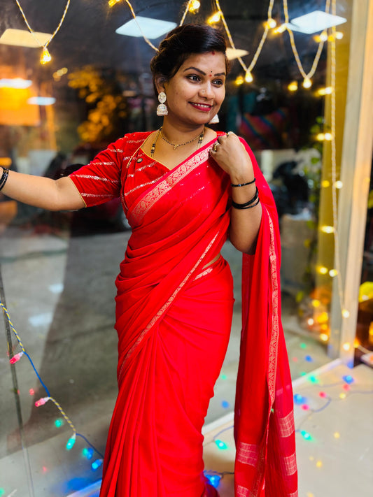 Premium chiffon crepe with small borders