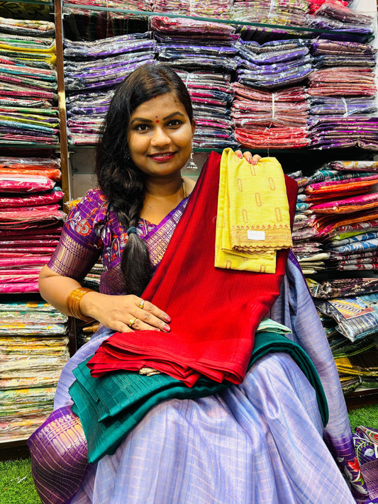 Trending chinnon with designer blouse concept