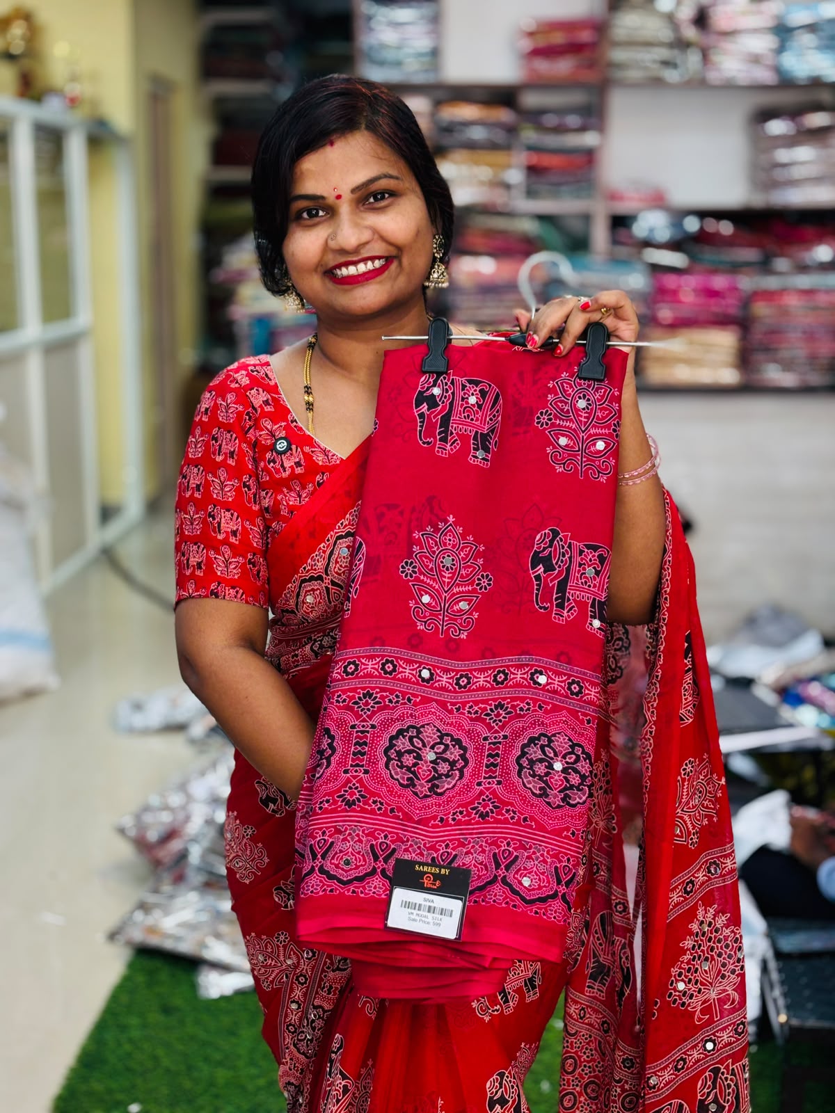 10 days Prebook Azrak Elephants Sarees Pink