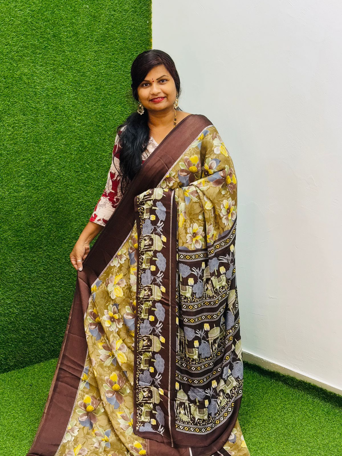 Crepe Chiffon Saree