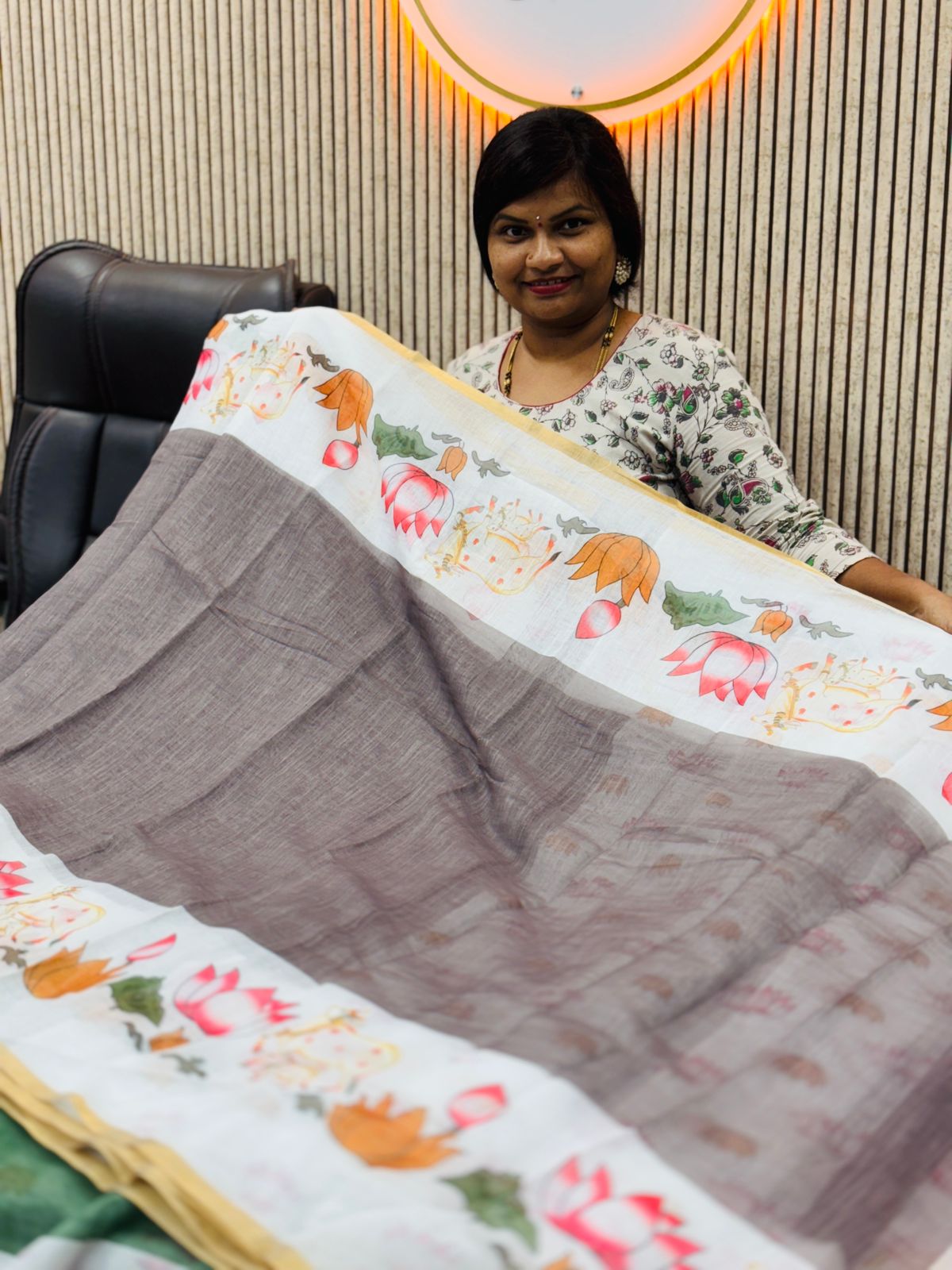 Pichwai Chanderi Lenin cotton