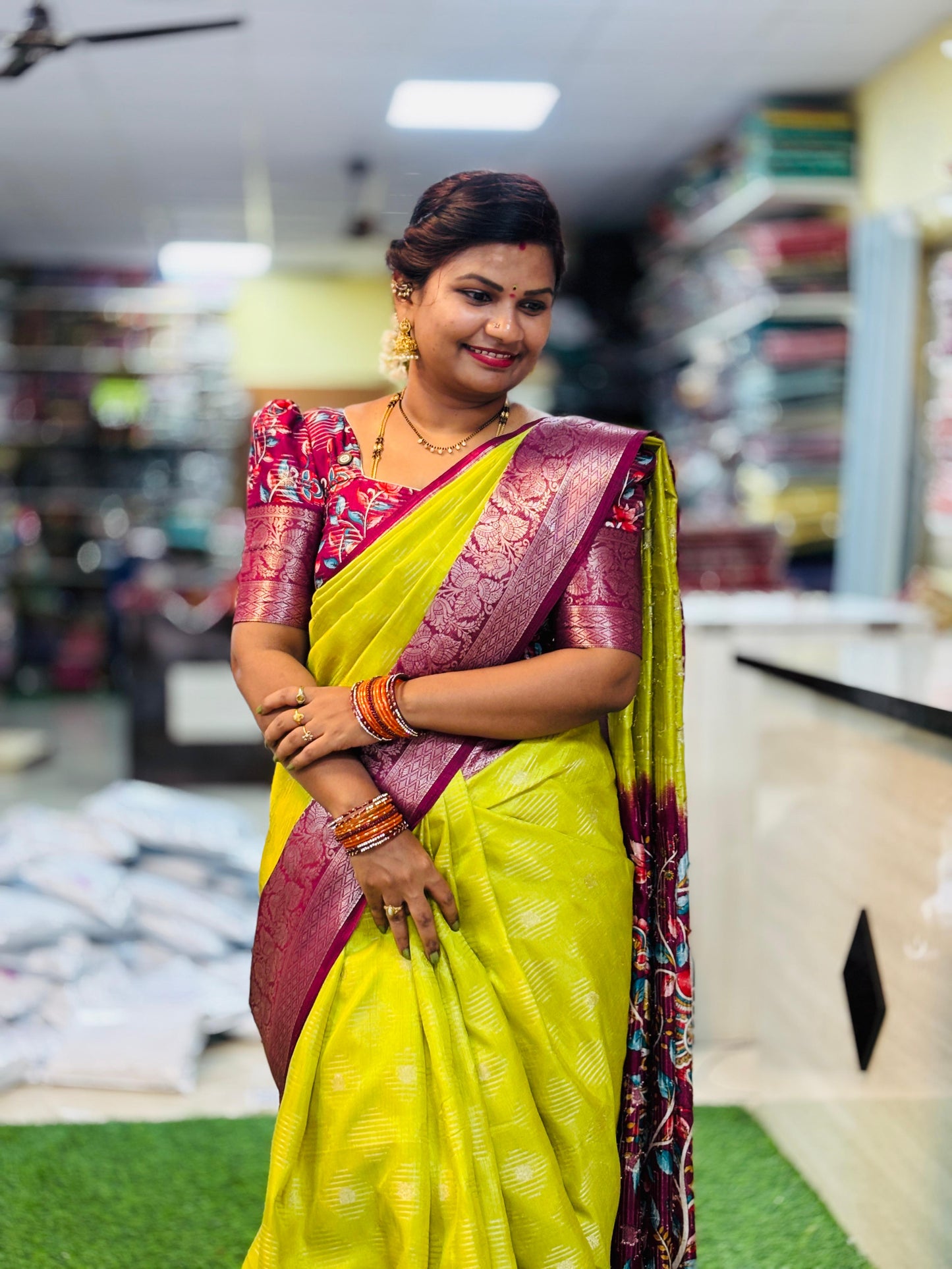 Parrot Green Moonga Kanchi silk