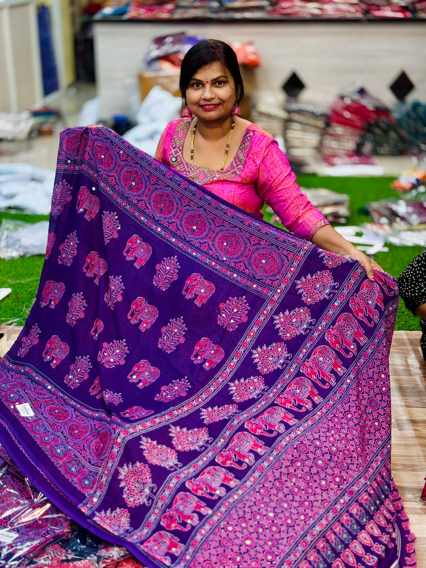 Azrak Elephants Sarees