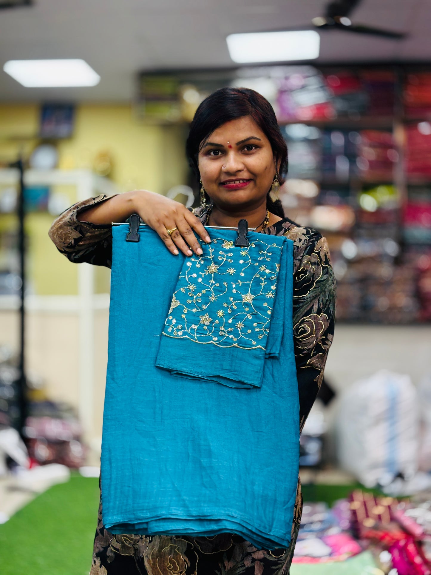 Plain Space Designer Sarees