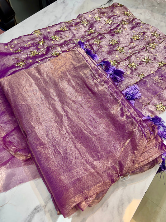 Plain Space Designer Sarees