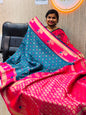 Vintage semi Gadwal  Peacock borders  Floweral Embroidery