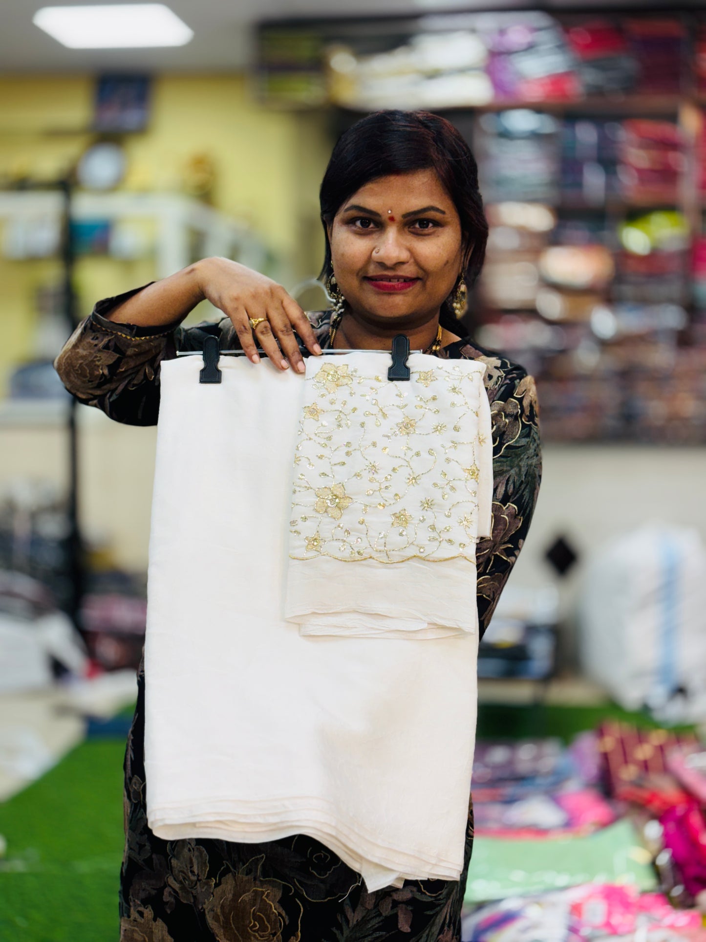 Plain Space Designer Sarees