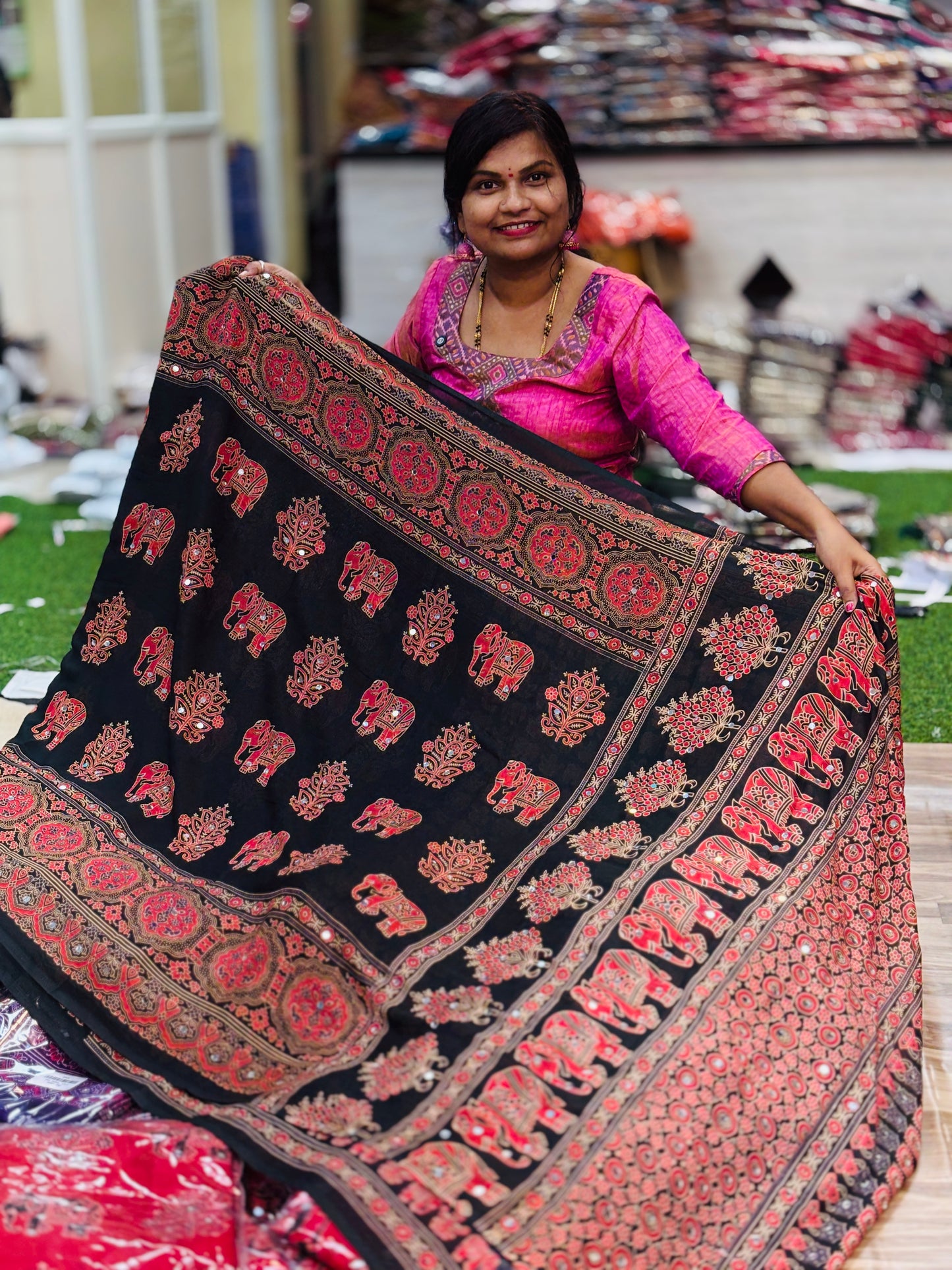 Azrak Elephants Sarees