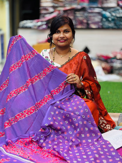 Chiffon Azrak foil print sarees
