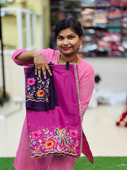 Designer peacock embroidery sarees