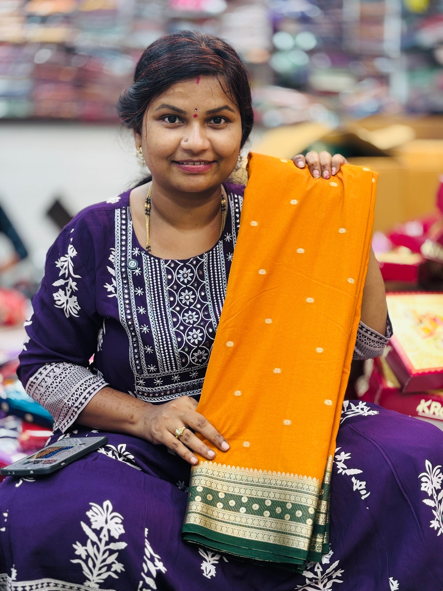 Semi Mysore Crepe Sarees