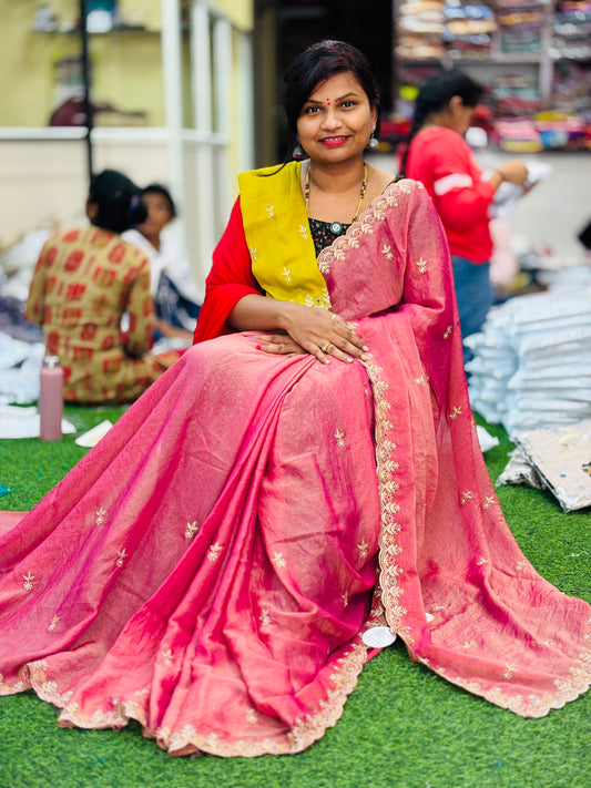 Space Embroidery Cutwork Sarees