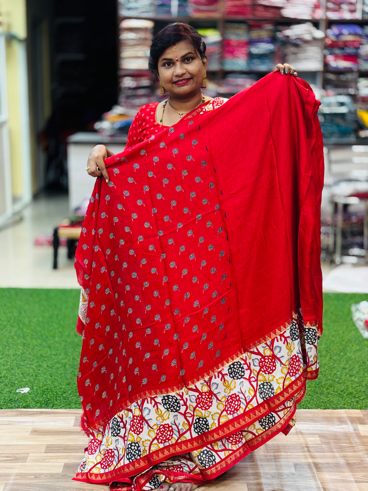 Mangalagiri Georgette Saree Red