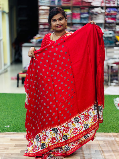Mangalagiri Georgette Saree Red