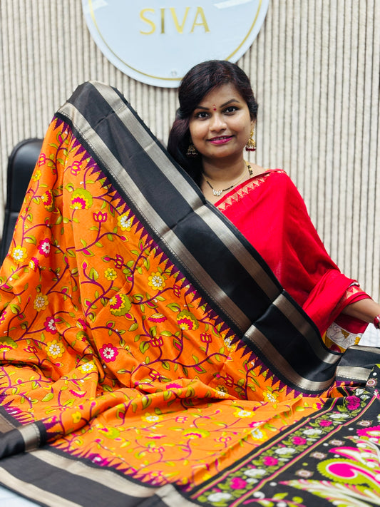 Kalamkari Gadwal Borders Sarees