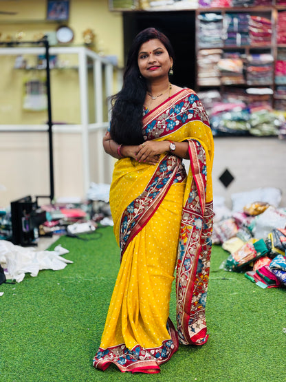 Kalamkari Chiffon Georgette saree