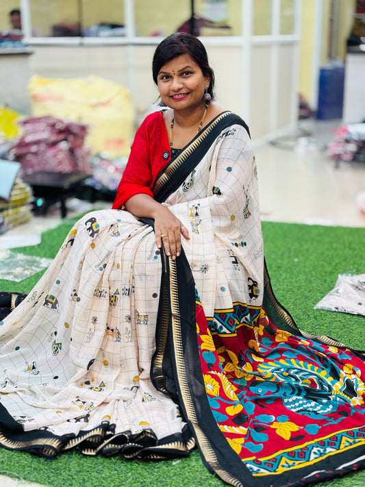 Madhubani Georgette Saree