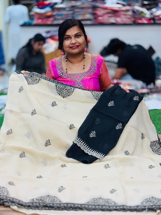 Space Glossy Tissue Sarees